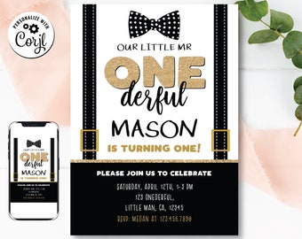 Mr KB50 Wonderful Invitation Gentleman Birthday Invitation