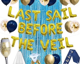 Last Sail Before The Veil Bachelorette Party Decorations, Nautical Bachelorette Balloons, Nautical Bridal Shower Cruise Bachelorette Veil
