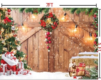 7x5ft Christmas Photo Backdrop - Winter Snowman & Trees Holiday Photography Background For Parties