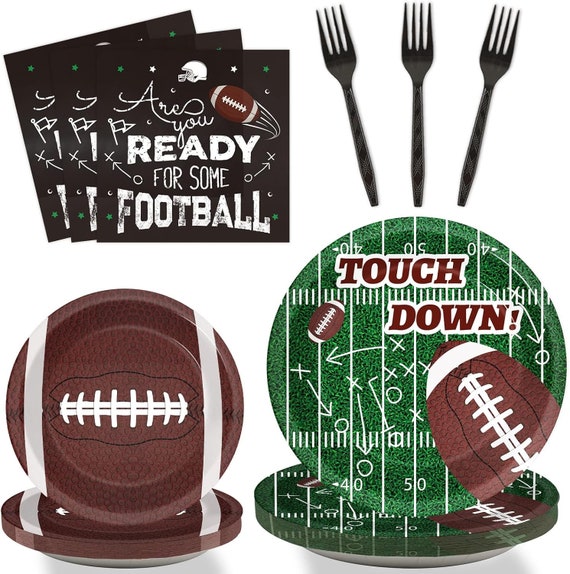 Football Party Supplies Kit Serve 24,Includes Dinner Plates