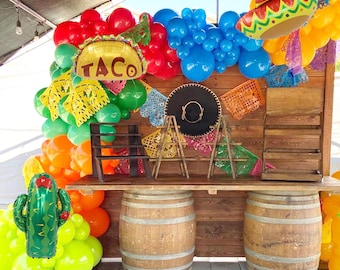 Mexican Fiesta Balloon Garland Arch Kit Llama Cactus Sombrero Taco Twosday Balloons for Birthday Baby Shower Party Decorations Fiesta