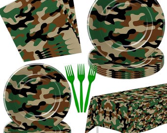 Camo Birthday Party Decoration - Army Party Supplies, Plates Cups - View #8