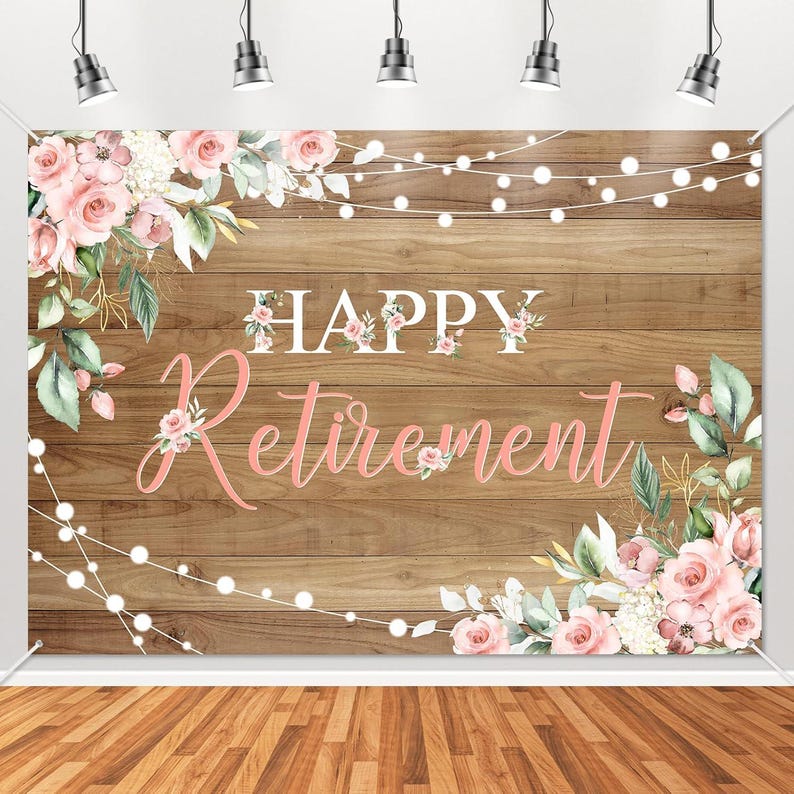 Retirement Program Sample Backdrop Retirement Party Backdrop, Pink Rustic Floral Happy Retirement Party ...