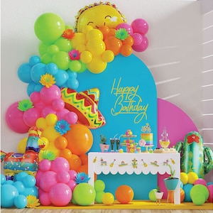 Mexican Fiesta Balloon Garland Arch Kit Llama Cactus Sombrero Taco Twosday Balloons for Birthday Baby Shower Party Decorations Fiesta