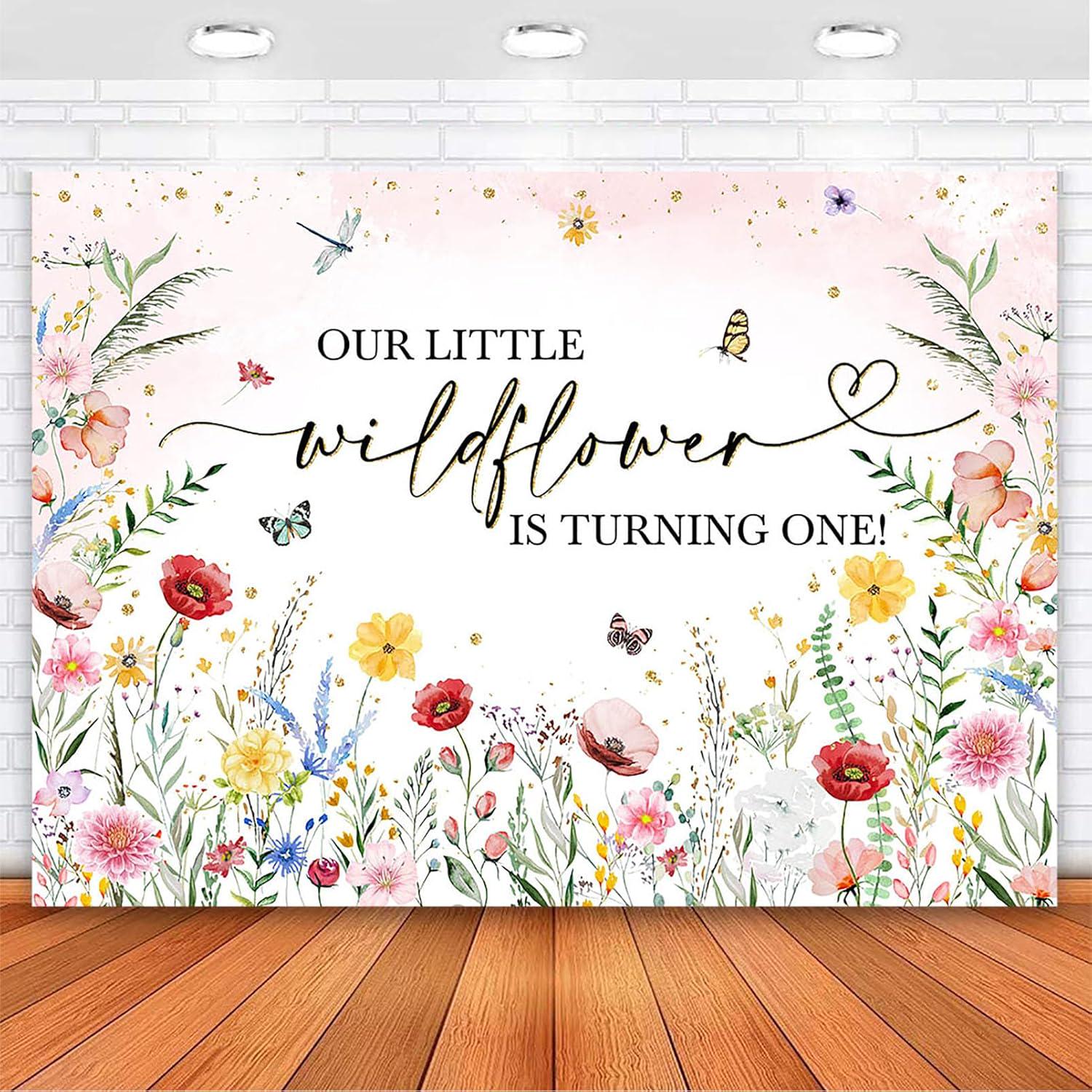 Wild Flower High Chair Banner - Pink Floral Daisy 1st Birthday Party Decor