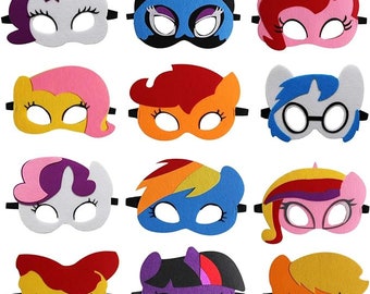 Unicorn Felt Masks Pack of 12, Pony Masks, Unicorn Party Favors Supplies for Boys or Girls, Princess Masks for Kids Party Supplies