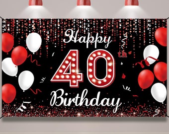Happy 40th Birthday Backdrop Banner – Extra Large 72.8x43.3 Inch Black & Gold Fabric Sign For Party Decor & Photo Background - View #9