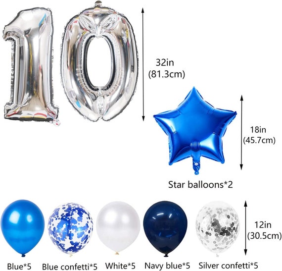 Blue Number 10 Balloons