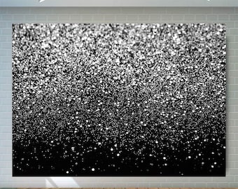 Black and Silver Glitter Backdrop Silver Spots Bokeh Backdrop Vinyl Photo Background 7x5ft New Years Party Banner Backdrop Wedding Backdrop