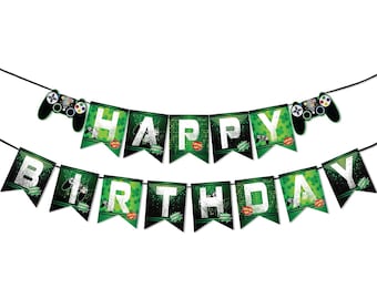 Video Game Happy Birthday Banner, Gaming Birthday Party Sign, Video Game Birthday Party Background, Happy Birthday Banner