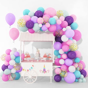 Unicorn Balloon Garland Arch kit, Mermaid Balloons Pastel Pink Purple Blue Gold Confetti Party Balloons for Girls Unicorn Birthday Party
