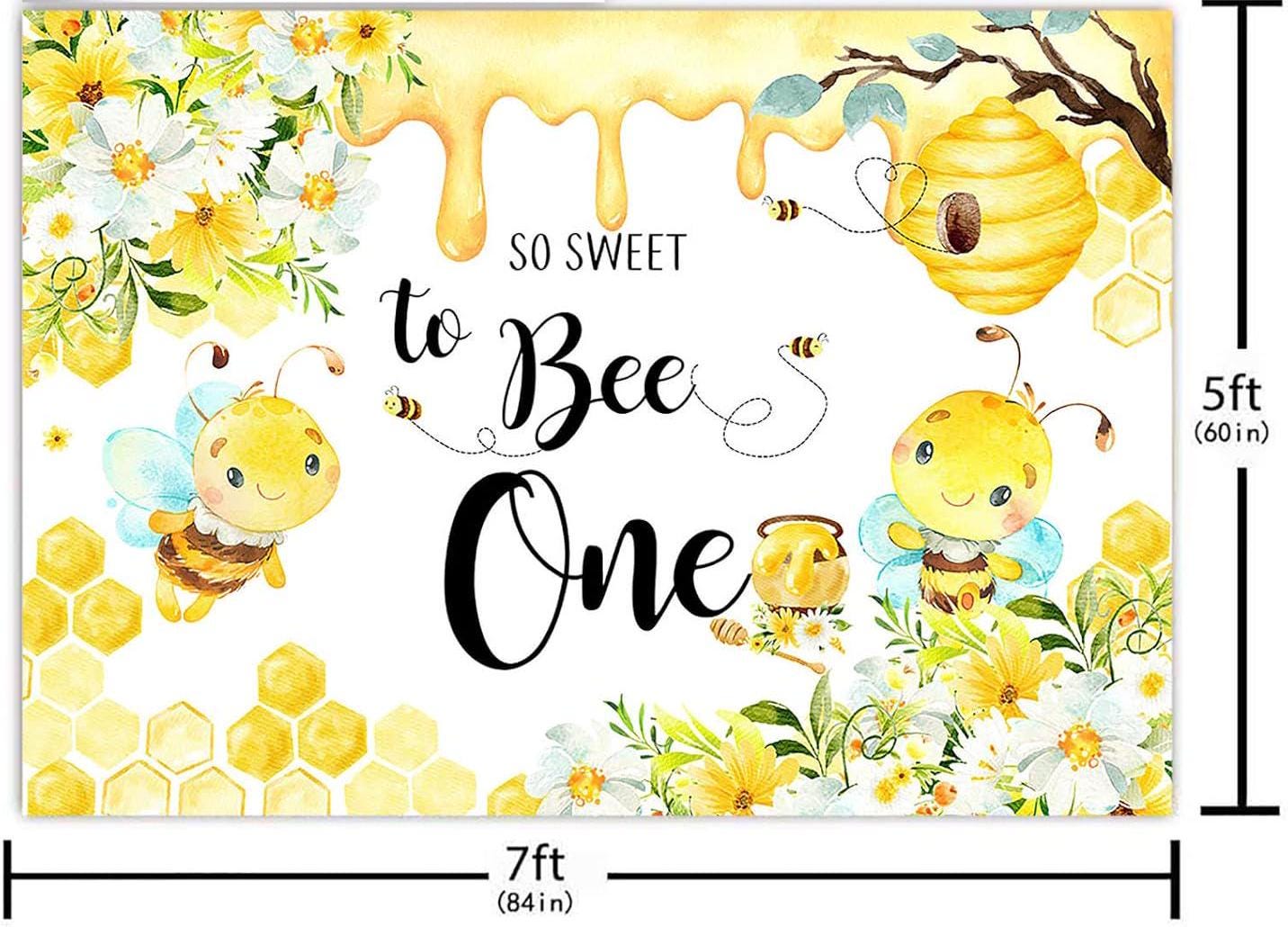 Custom Spring Floral Sweet Bee First Birthday Backdrop