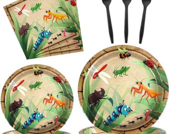 Bugs Birthday Party Decorations - Insect Party Supplies, Plates Cups Napkins Tablecloth Cutlery Happy Birthday Banner Balloon Cake Toppers For Class Office Garden Reptile Baby Shower - View #5