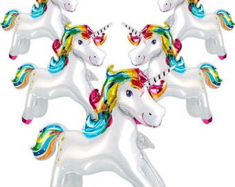 Unicorn Balloons 5 pcs, Self Stand Unicorn Balloon, Large Rainbow Unicorn Balloon, Girls Unicorn Birthday Balloon decorations