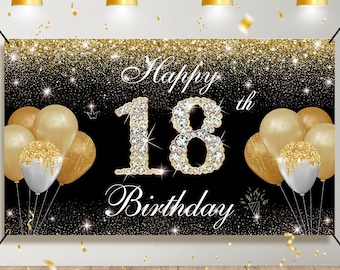Happy 18th Birthday Banner - Gold & Brown Party Garland Hanging Decorations - View #7
