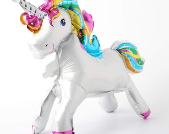 Unicorn Balloon, Self Stand Unicorn Balloon, Walking Foil Balloons, Girls Unicorn Birthday Balloon decorations, Unicorn Party Supplies