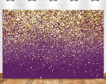 Purple and Gold Backdrop Gold Spots Bokeh Backdrop Vinyl Photo Background 7x5ft New Years Party Banner Backdrop Wedding Prom Graduation