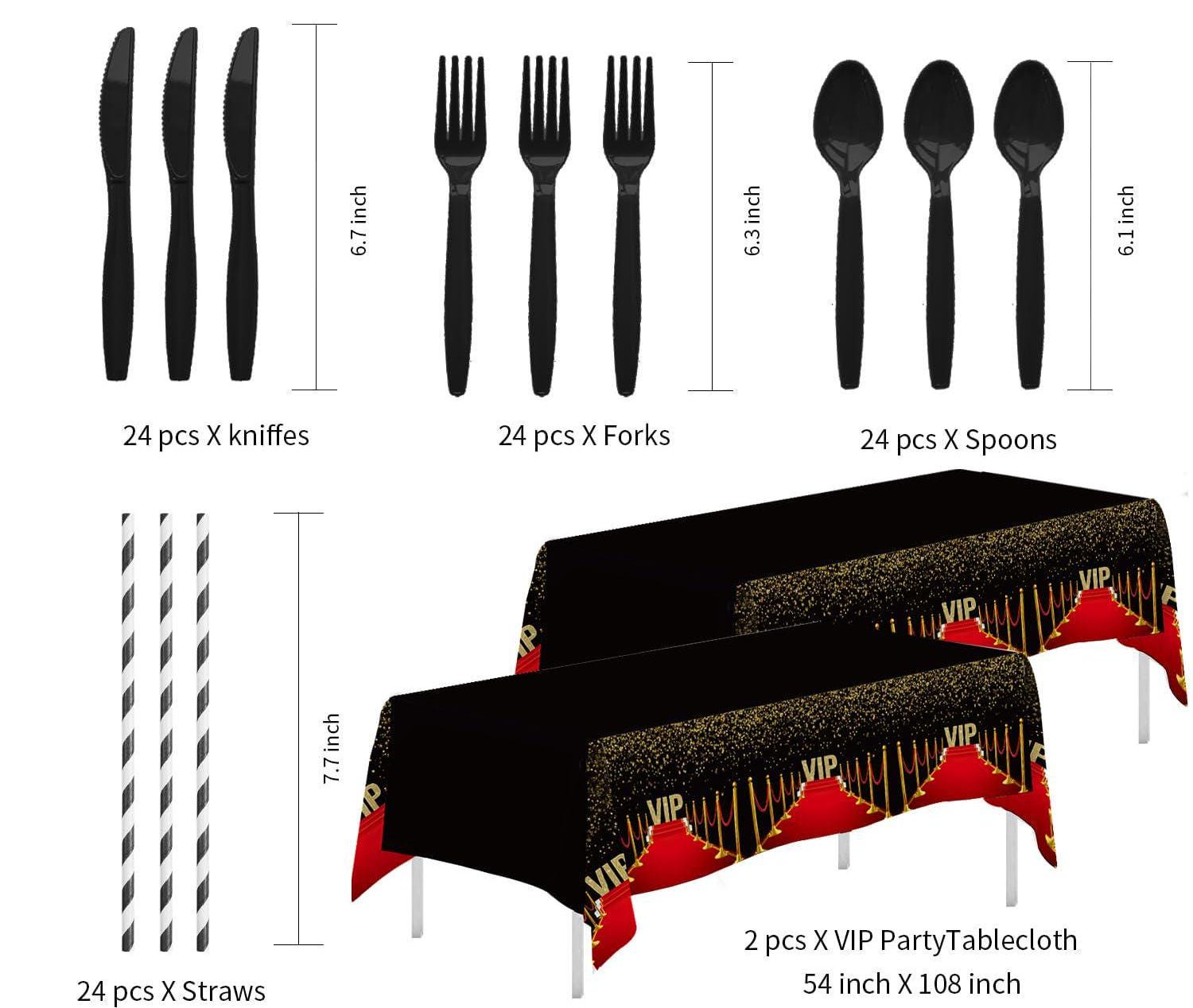 Customized Vip Tableware Set VIP Party Plates, Napkins, Cups, Tablecloth Disposable Tableware Serves ...
