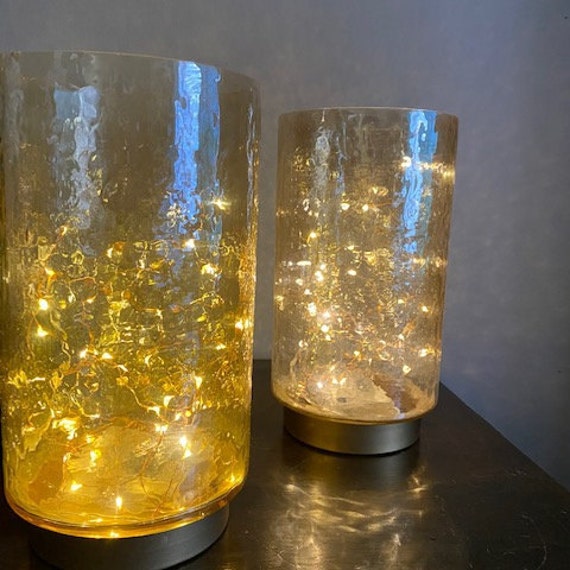 Beautiful decorative Crackle vases with lights Etsy