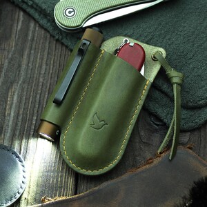 Custodia EDC, organizer tascabile EDC, porta coltellino svizzero, coltellino tascabile, torcia elettrica, fodero, coltello pieghevole EDC, custodia per coltellino tascabile, oliva