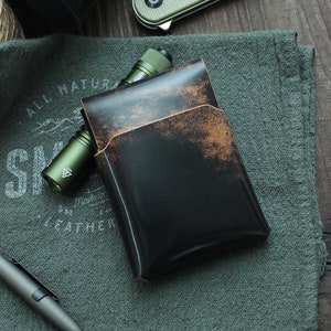 Shell Cordovan Stitchless Portemonnaie EDC Portemonnaie Minimalistisches Portemonnaie Leder Kartenhalter Herren Portemonnaie Nahtloser Kartenhalter Origami Mini Portemonnaie EDC