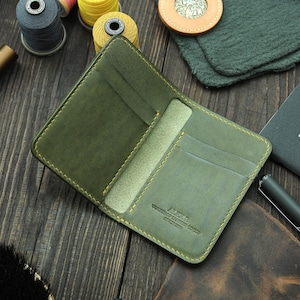 Tarjetero de cuero, tarjetero de visita, tarjetero, billetera, tarjetero de crédito, billetera EDC, billetera para hombre, billetera minimalista, tarjetero, oliva