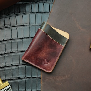 Shell Cordovan Leder-Geldbörse, Leder-Kartenhalter, Geschenk für Ihn, schlankes Portemonnaie, Shell Cordovan, luxuriöser Leder-Kartenhalter, Shell Cordovan-Kartenetui