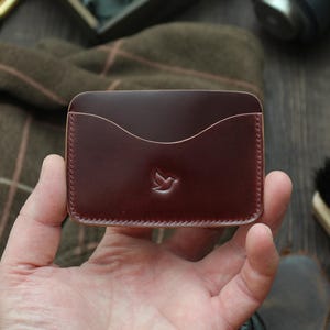 Shell Cordovan leren portemonnee heren portemonnee leren portemonnee leren kaarthouder minimalistische portemonnee gepersonaliseerde portemonnee kleine portemonnee EDC portemonnee