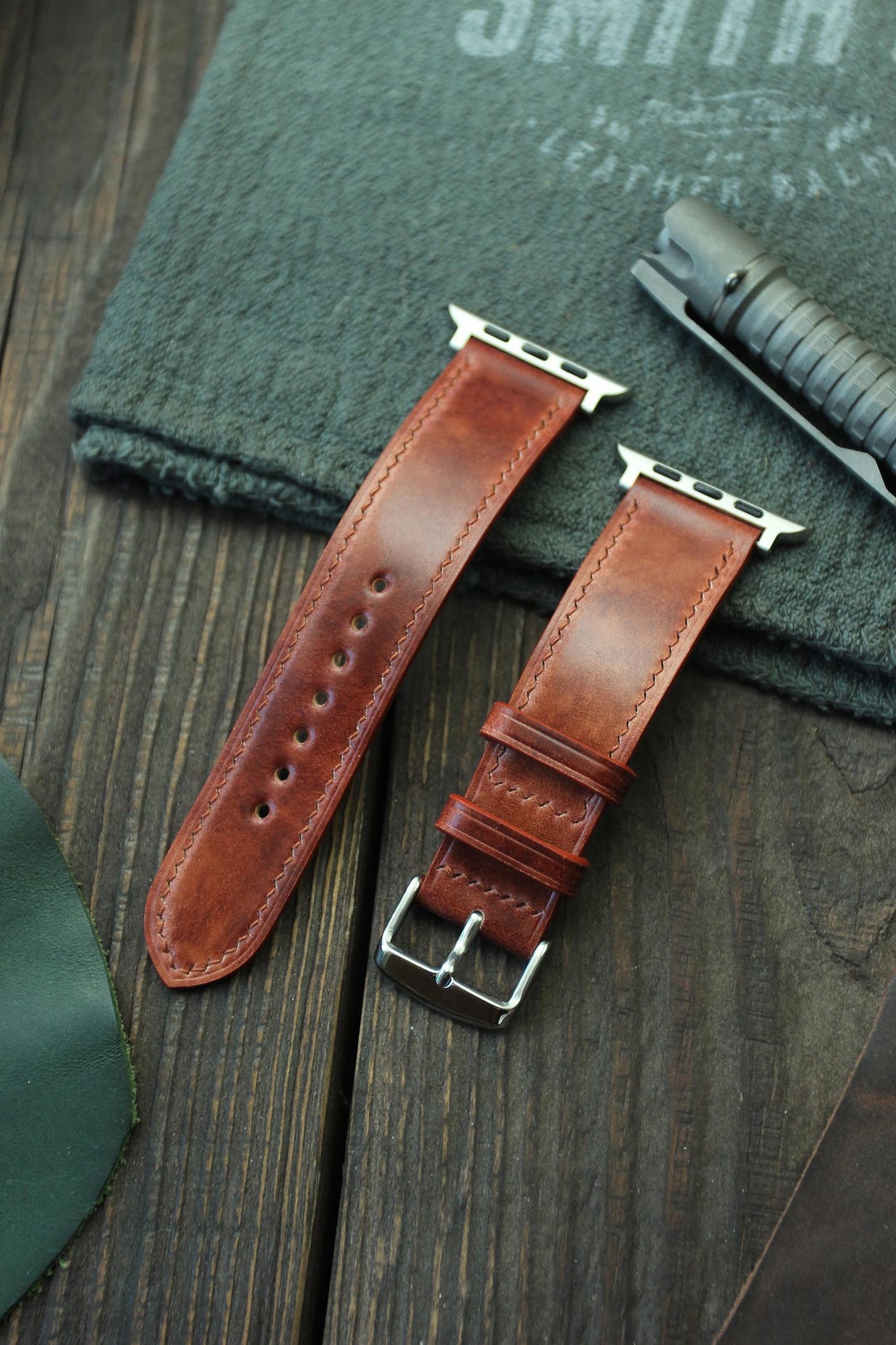 Shell Style Straps Shell Cordovan Leather Strap Strap for Apple Watch Leather Band Shell ...