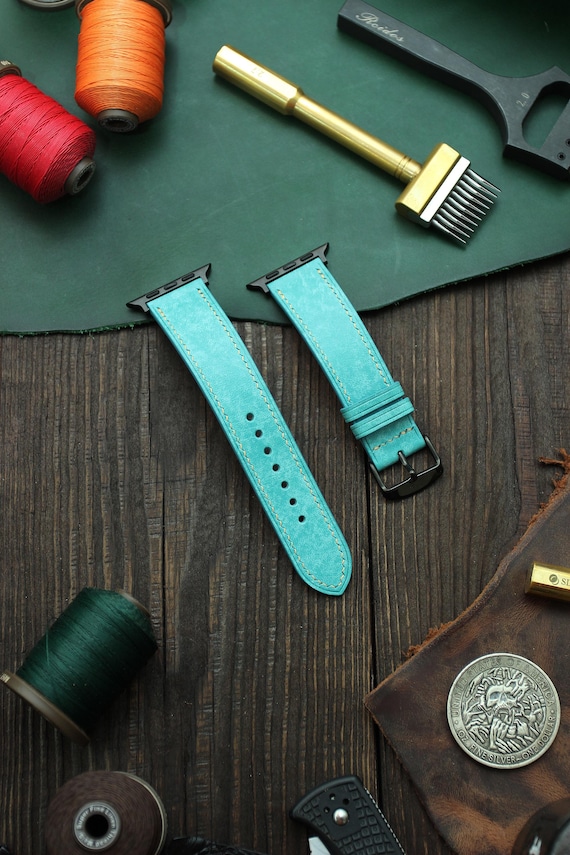 Apple Watch Band Leather Watch Strap Apple Watch Bands Watch Band Apple Watch Turquoise Watch Band iWatch Band 20mm Watch Band Leather Seiko