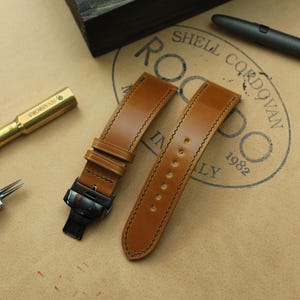 Bespoke Shell Cordovan Leather Watch Strap Apple Watch Band Handmade Cordovan Watch Strap Luxury Watch Band Custom Size Folding Clasp