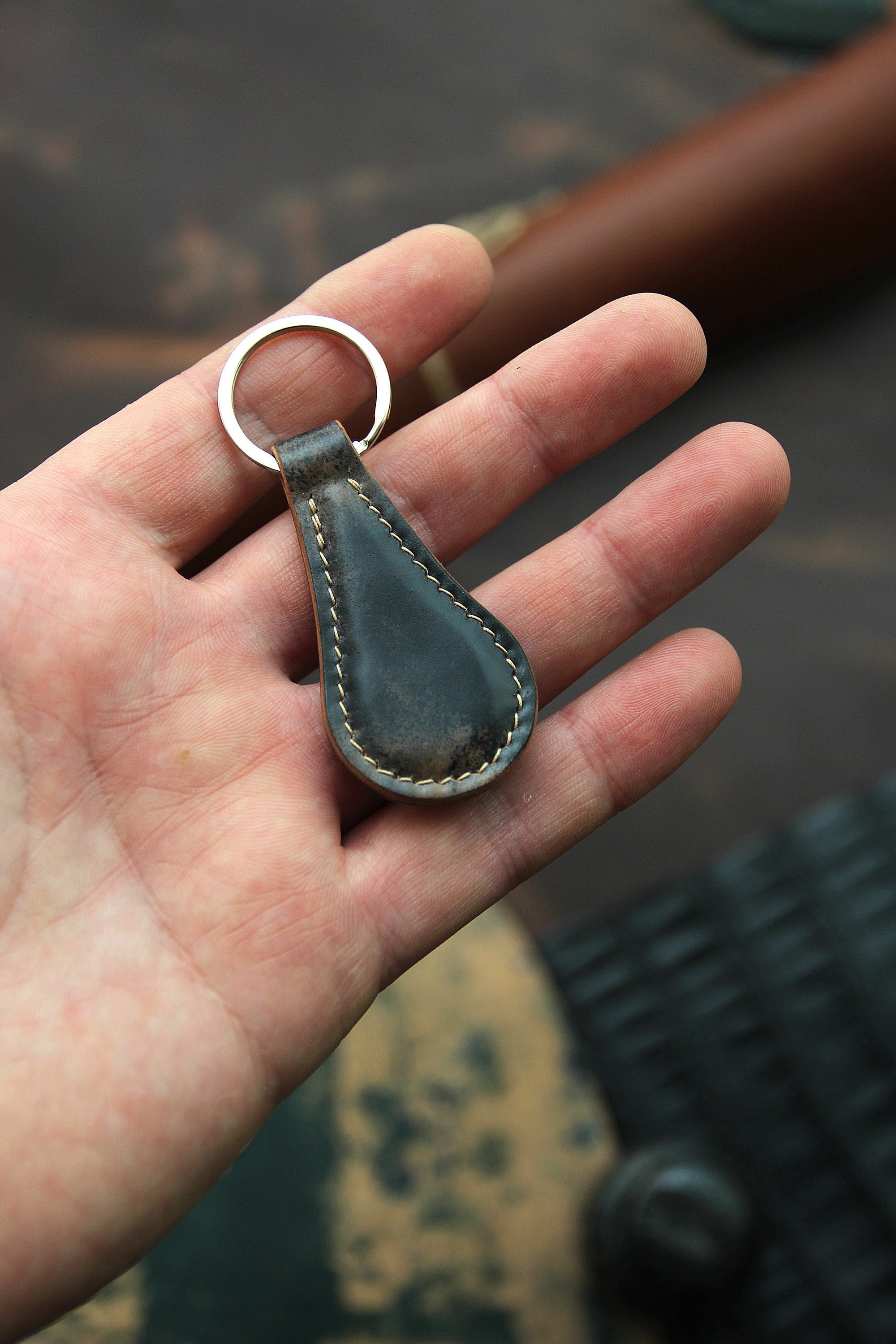 Keychain Shell Cordovan Carabiner Leather Key Chain Every Day