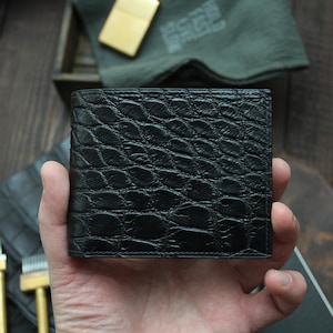 Cartera exclusiva de piel de cocodrilo Cartera para hombre Cartera minimalista Cartera de cuero Monedero de cuero Cartera delgada Cartera personalizada Cartera premium
