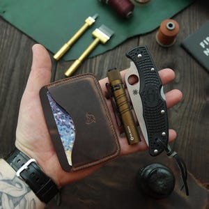 Leder-Kartenhalter, Visitenkartenhalter, EDC Herren-Geldbörse, minimalistische Geldbörse, schmale Geldbörse, Mini-Geldbörse, Indexkartenhalter, EDC-Geldbörse, Kartenhalter