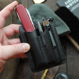 Estuche EDC de cuero, tarjetero, organizador EDC, billetera EDC, organizador de bolsillo EDC, funda de cuero EDC, billetera de cuero para hombre con un anillo para cordón
