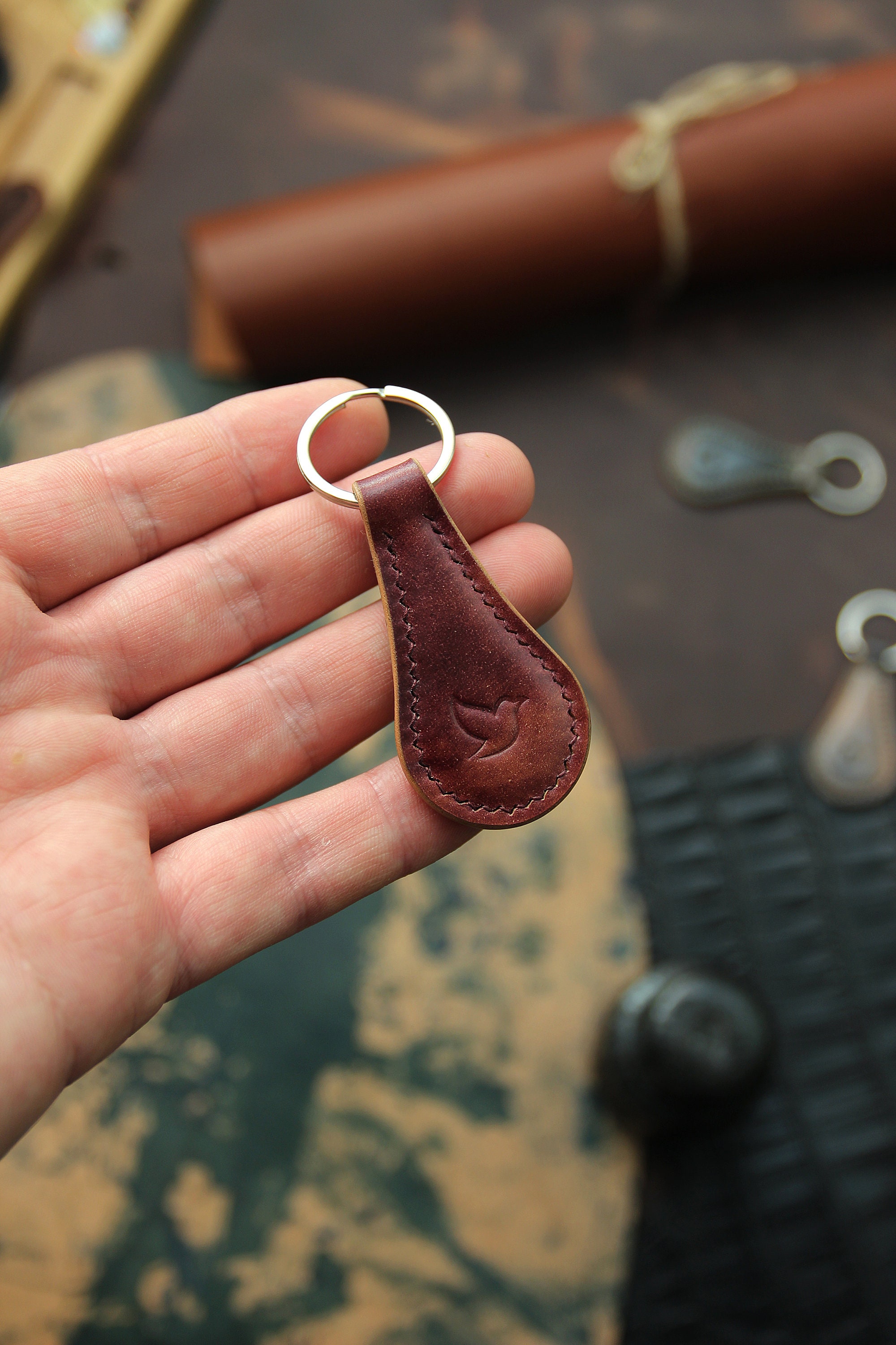 Keychain Shell Cordovan Carabiner Leather Key Chain Every Day