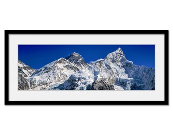 Everest Khumbu Panorama - Nepal Himalaya - Framed or Unframed Panoramic Fine Art Print