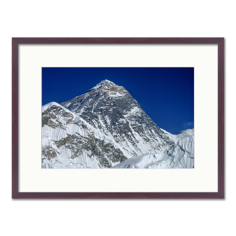Everest South West Face Khumbu Himalaya Nepal Framed or Unframed Fine Art Print Wenge Frame 24 x 18"