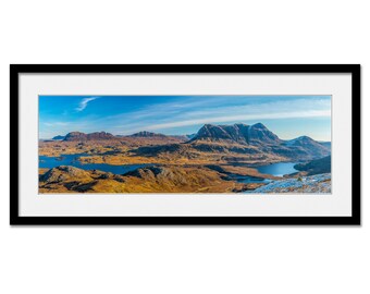 Mountains of Inverpolly from Stac Pollaidh - Scottish Highlands - Framed or Unframed Panoramic Fine Art Print