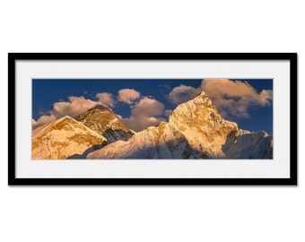 Everest Khumbu Sunset Panorama - Nepal Himalaya - Framed or Unframed Panoramic Fine Art Print