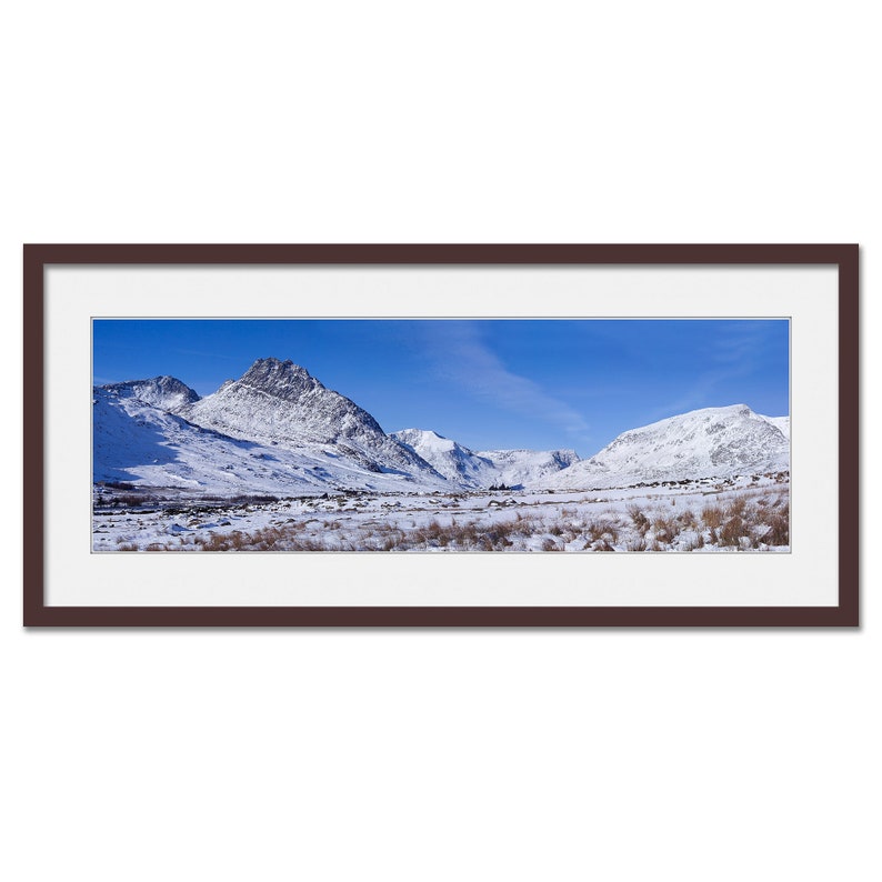 Tryfan in Winter Ogwen Valley Snowdonia Framed or Unframed Panoramic Fine Art Print image 2