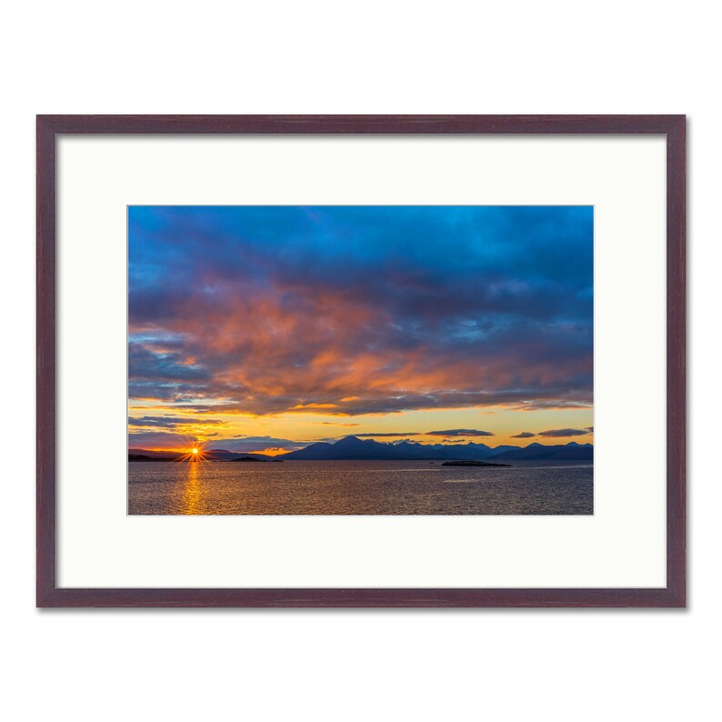 Isle of Skye Sunset Scottish Highlands Framed or Unframed Fine Art Print Wenge Frame 24 x 18"