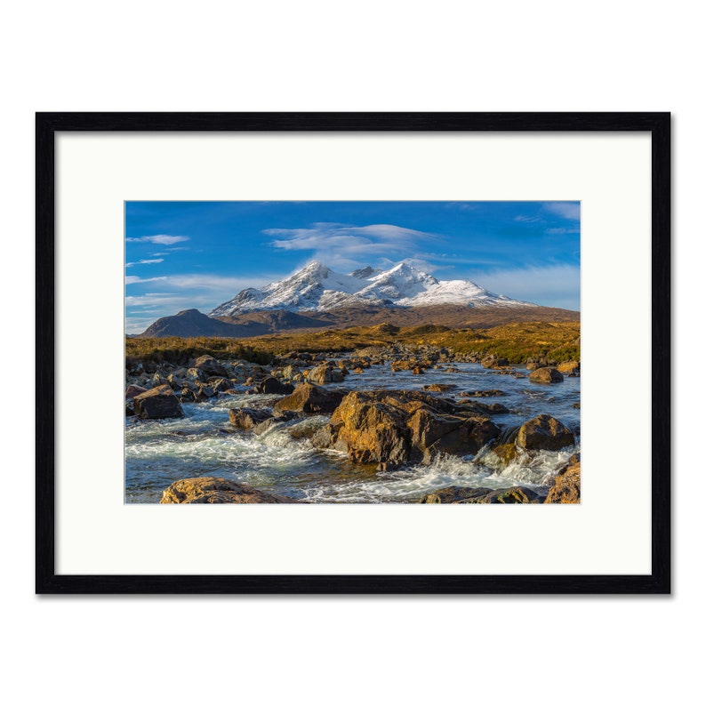 Snow On The Cuillins of Skye Scottish Highlands Framed or Unframed Fine Art Print Ebony Frame 24 x 18"