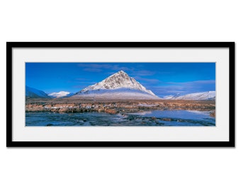 The Buachaille Etive Mor in Winter - Glencoe - Scottish Highlands - Framed or Unframed Panoramic Fine Art Print