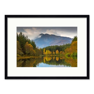 Glencoe Lochan Autumn Reflections Scottish Highlands Framed or Unframed Fine Art Print Ebony Frame 24 x 18"