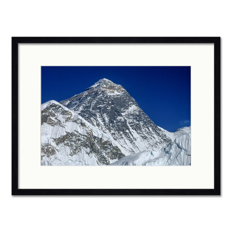Everest South West Face Khumbu Himalaya Nepal Framed or Unframed Fine Art Print Ebony Frame 24 x 18"