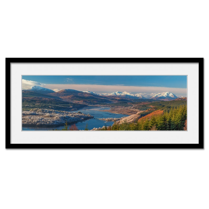 Loch Garry and the Mountains of Knoydart Scottish Highlands Framed or Unframed Panoramic Fine Art Print image 1