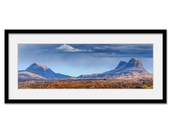 Suilven and Canisp - Lochinver - Scottish Highlands - Framed or Unframed Panoramic Fine Art Print