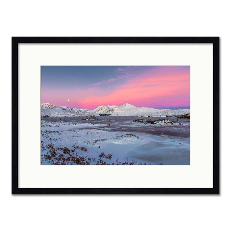 Rannoch Moor Sunrise Glencoe Scottish Highlands Framed or Unframed Fine Art Print Ebony Frame 24 x 18"
