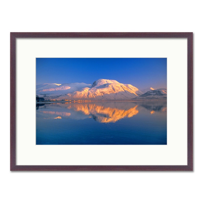Ben Nevis Winter Sunset Scottish Highlands Framed or Unframed Fine Art Print Wenge Frame 24 x 18"